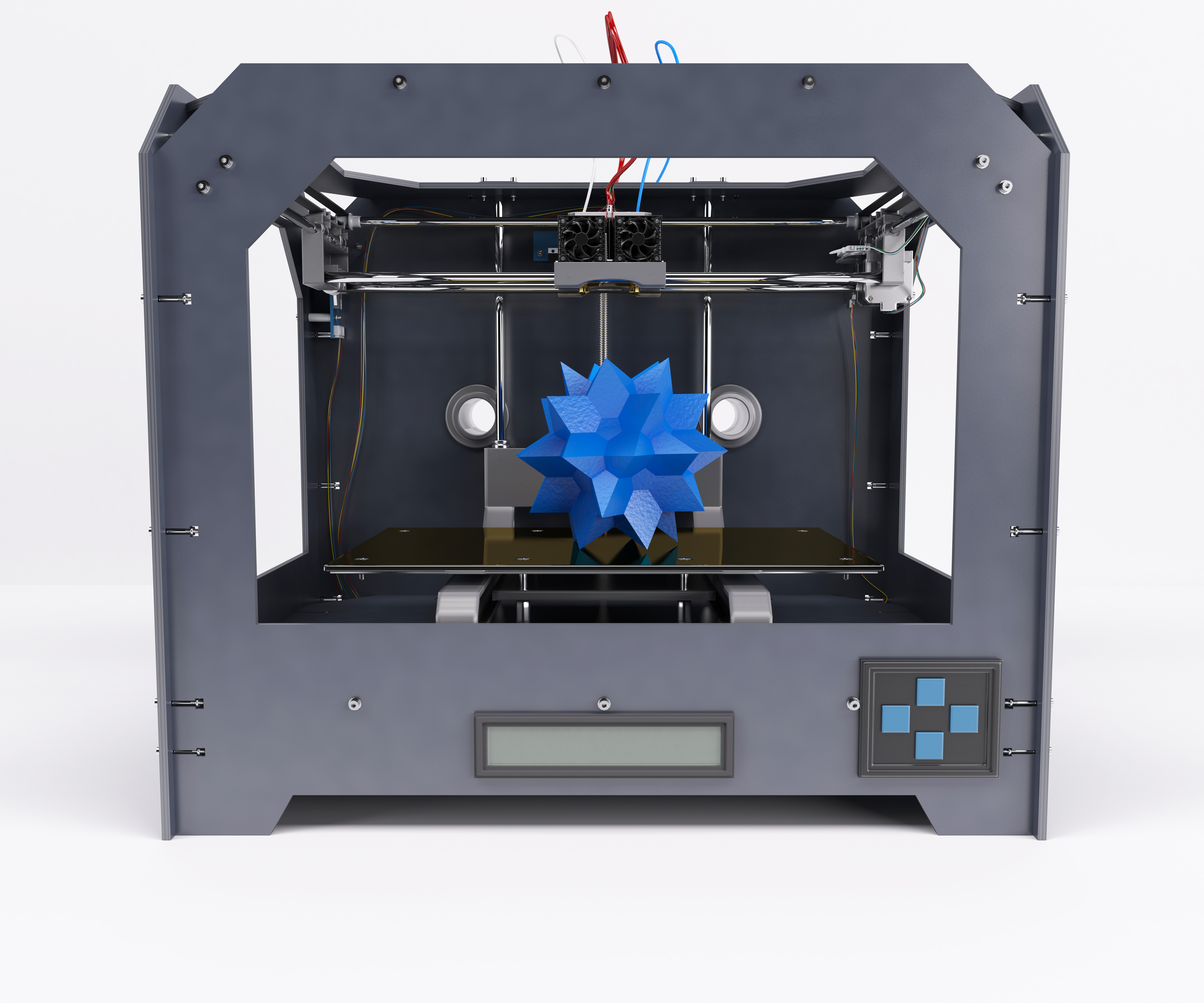 impresora 3d imprimiendo una estrella poligonal